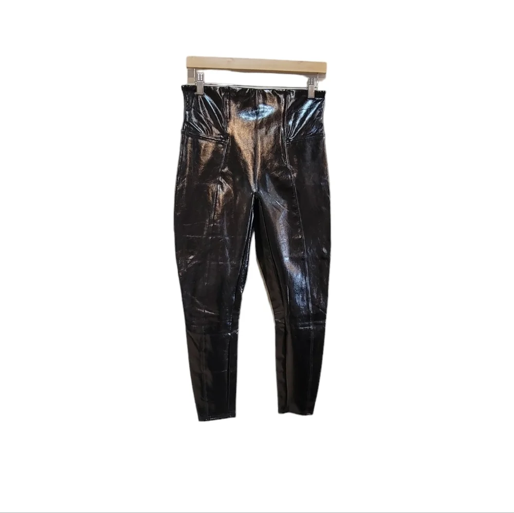 Spanx Faux Patent Leather Leggings Black Women's Size XL - Picture 4 of 11